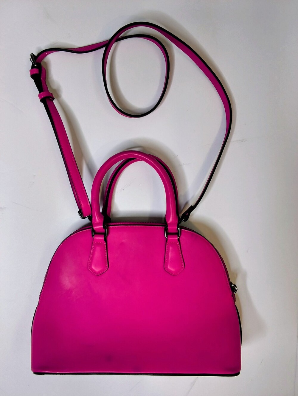 a new day Hot Pink Dome Satchel with Crossbody Strap